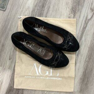 Attilio Giusti Leombruni Black Wedge Shoes with Suede Upper 9.5 EU 39.50